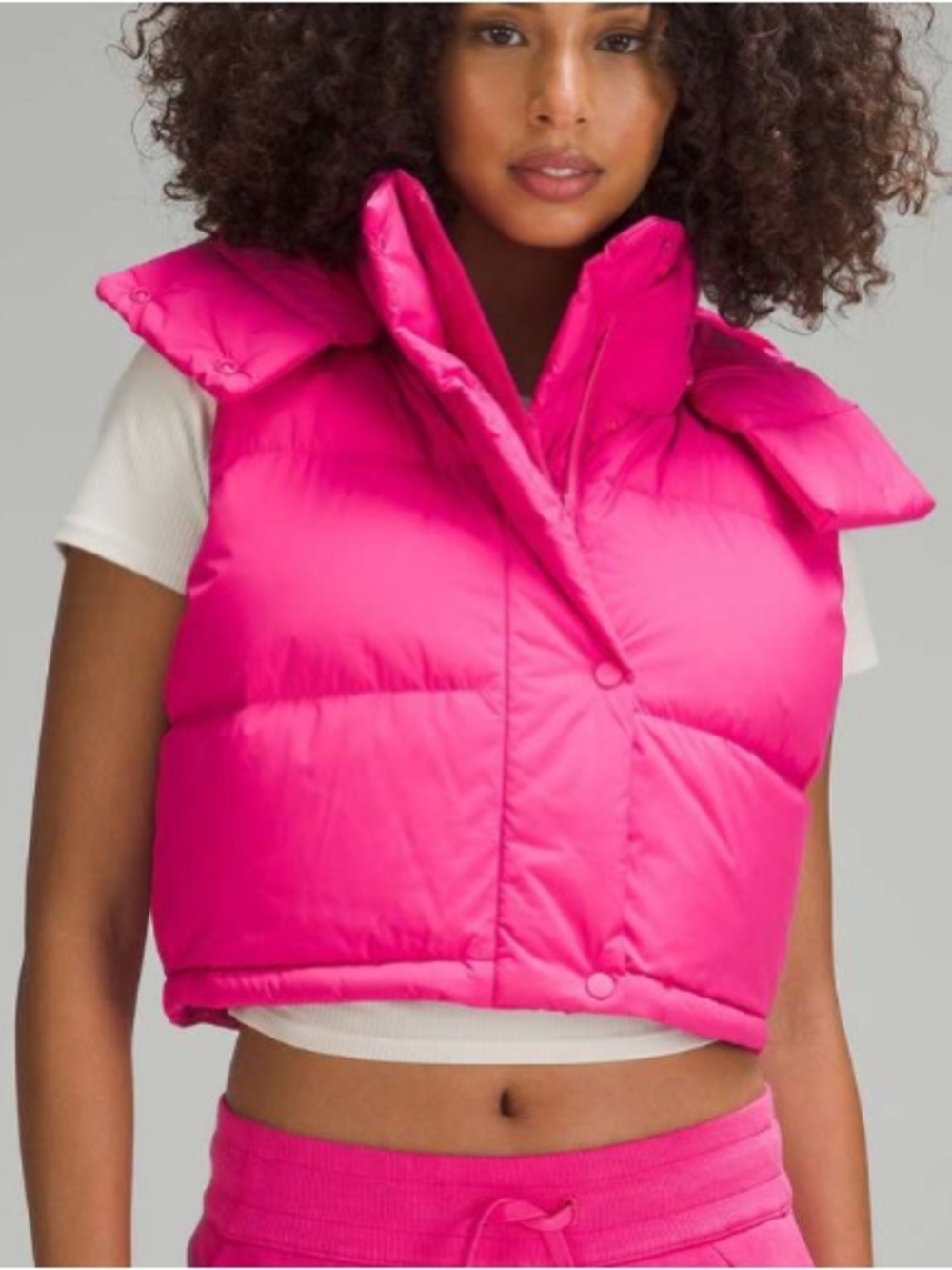 Lululemon Wunder Puff Super-Cropped Vest in Sonic Pink Size 6 *Missing Hood
